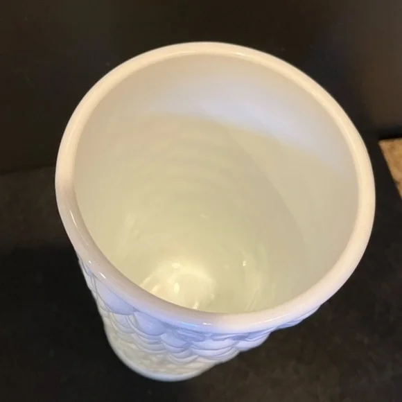 Vintage Textured Fruit Pattern Milk Glass Vase - Picture 7 of 14